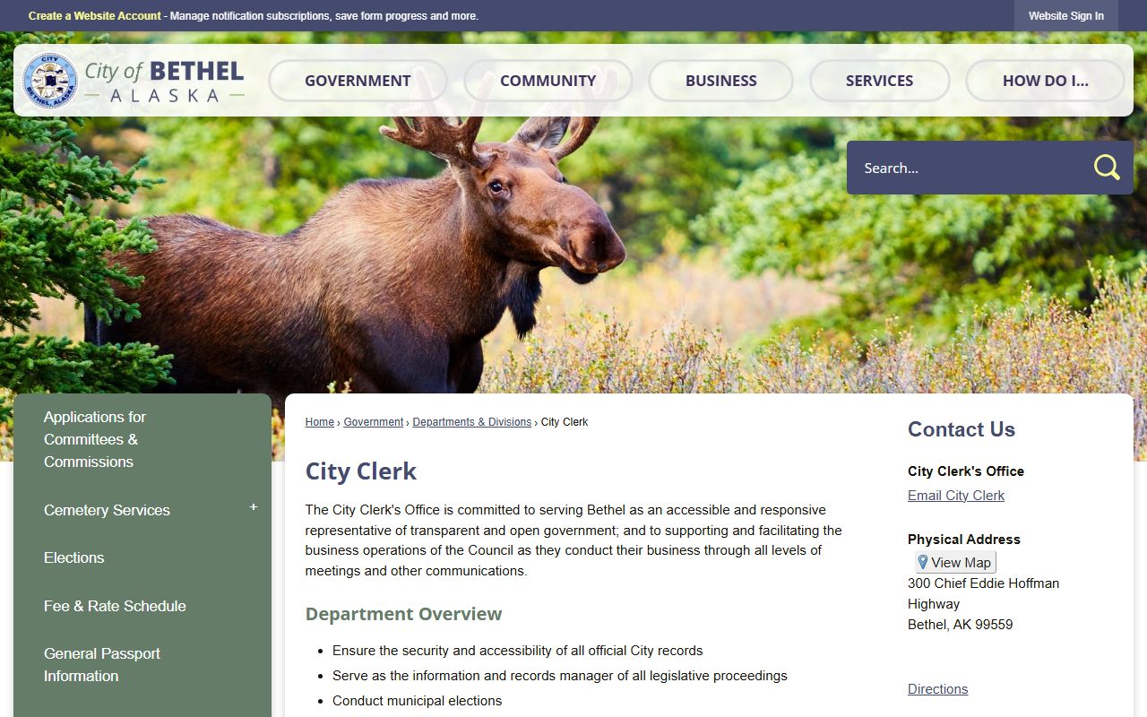 Bethel Alaska Traffic Court Records City Clerk page