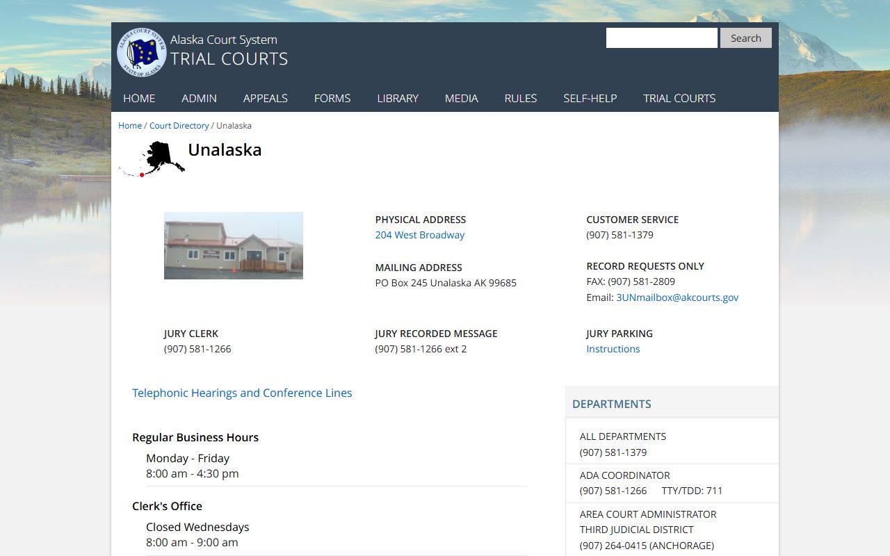 Aleutians West Census Area Unalaska Traffic Court Records court directory