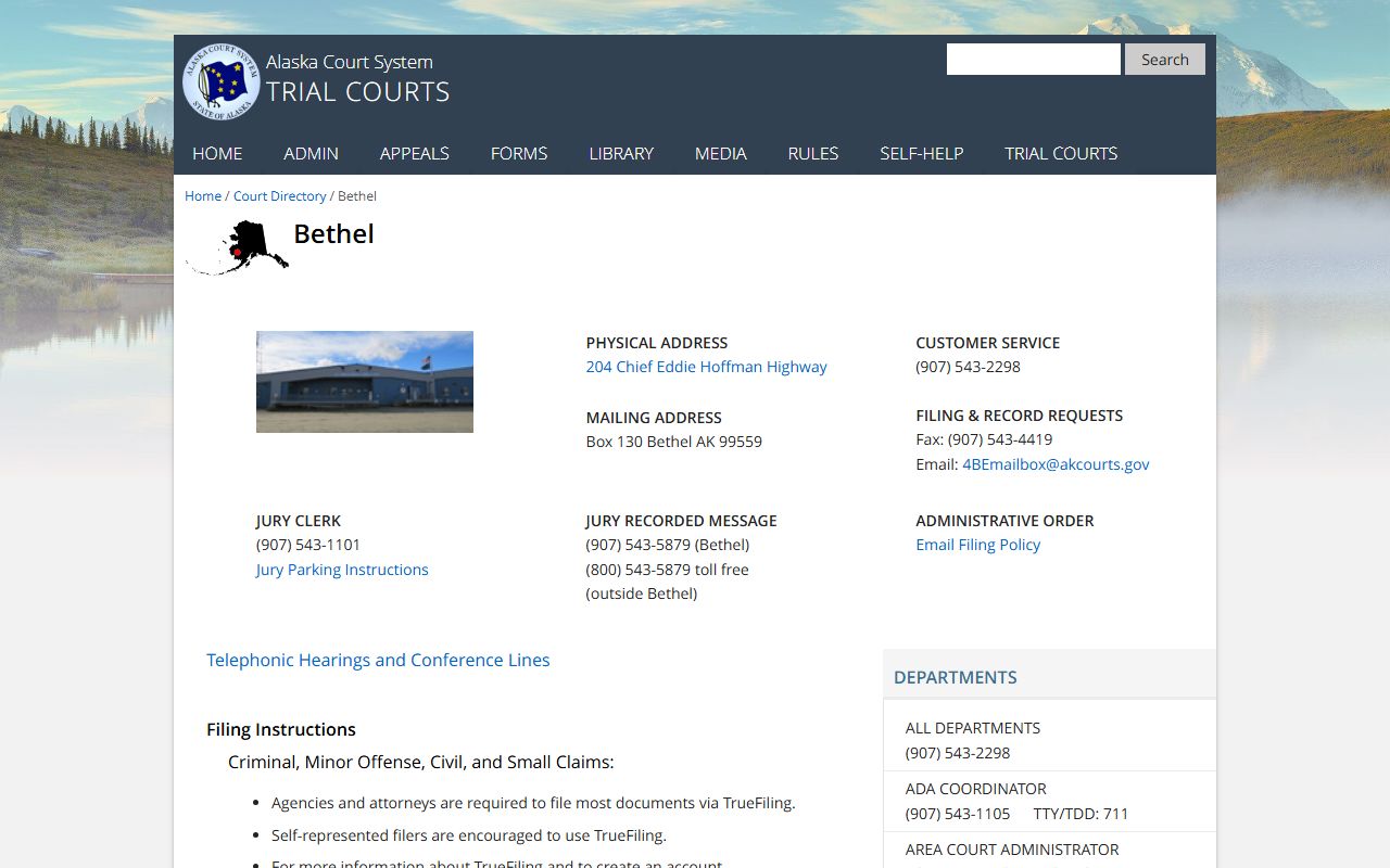 Bethel Alaska Traffic Court Records court directory