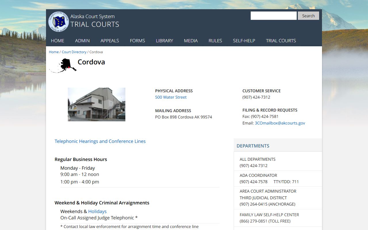 Chugach Census Area Traffic Court Records Cordova court directory