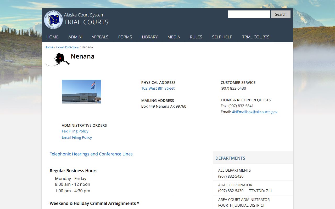 Denali Borough Traffic Court Records Nenana court directory