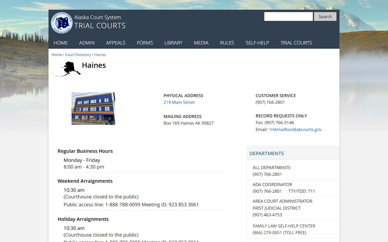 Haines Borough Alaska Traffic Court Records court directory