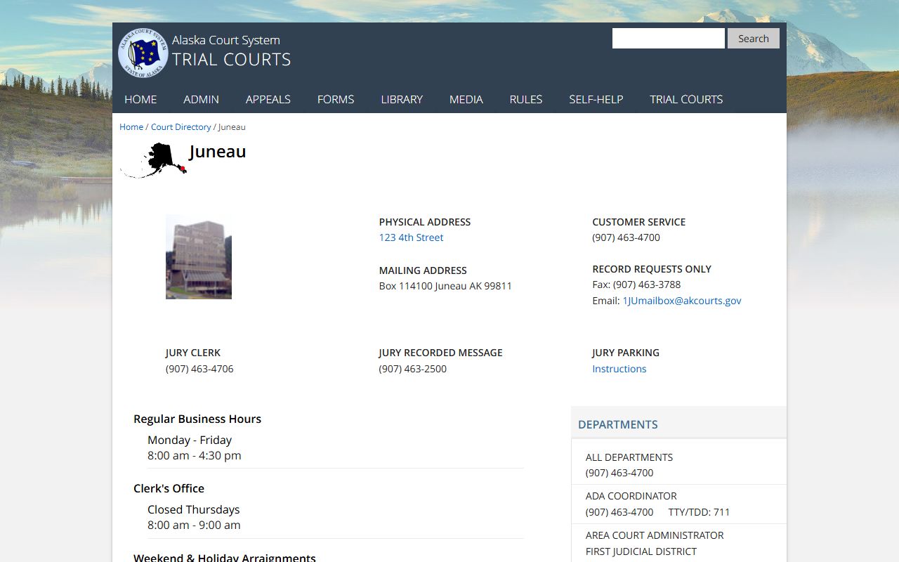 Yakutat, Alaska Traffic Court Records Juneau court directory
