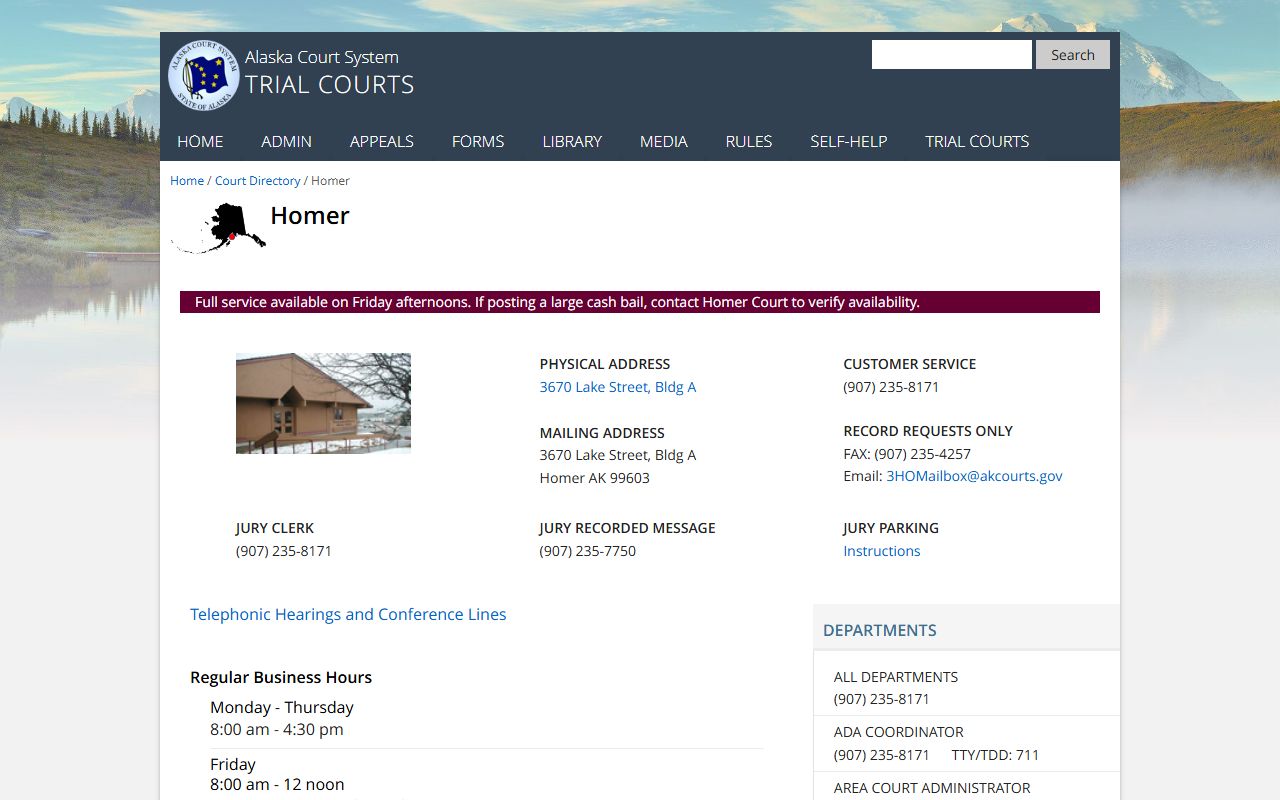 Homer Alaska Traffic Court Records court directory