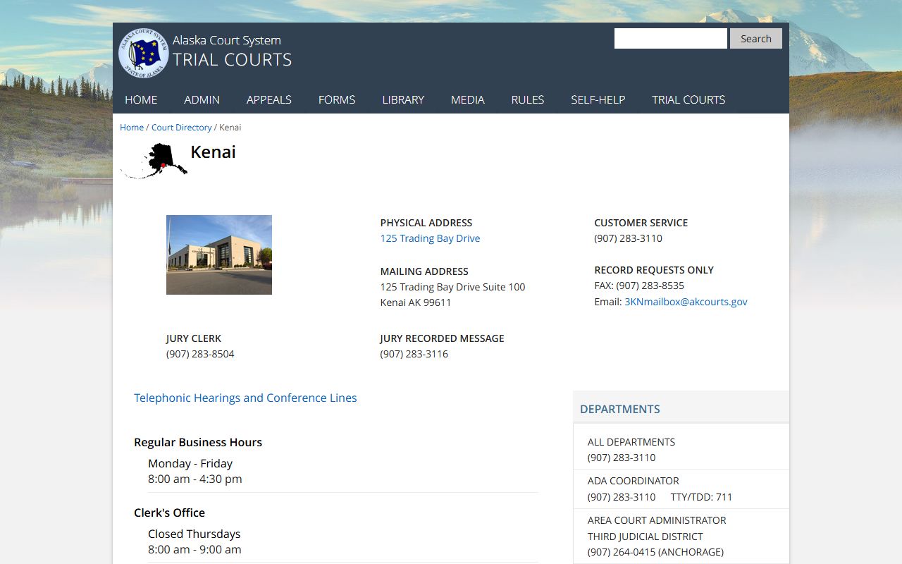 Kenai Peninsula Borough Alaska Traffic Court Records court directory