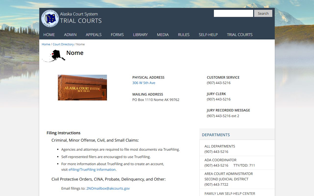 Nome Census Area Traffic Court Records courthouse directory