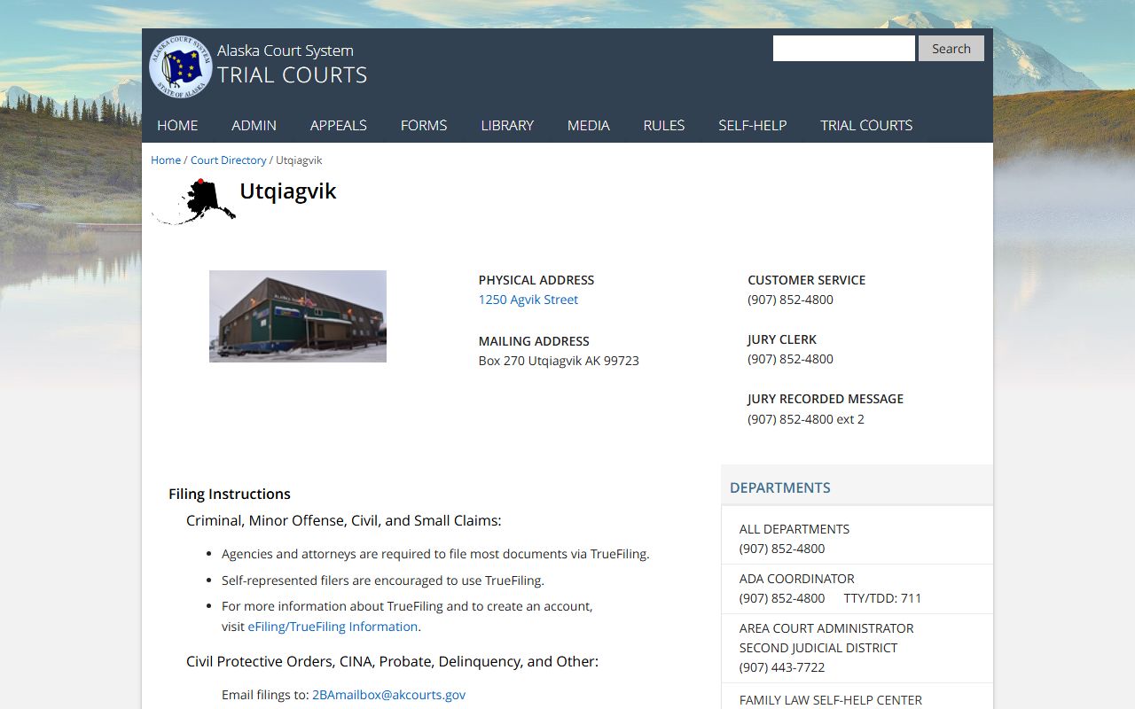 North Slope Borough Traffic Court Records at the Utqiagvik court directory