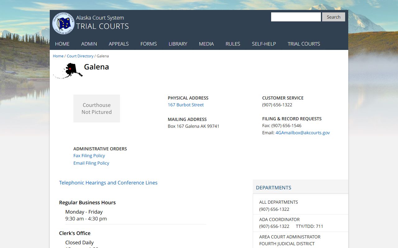 Yukon-Koyukuk Census Area Traffic Court Records Galena court directory
