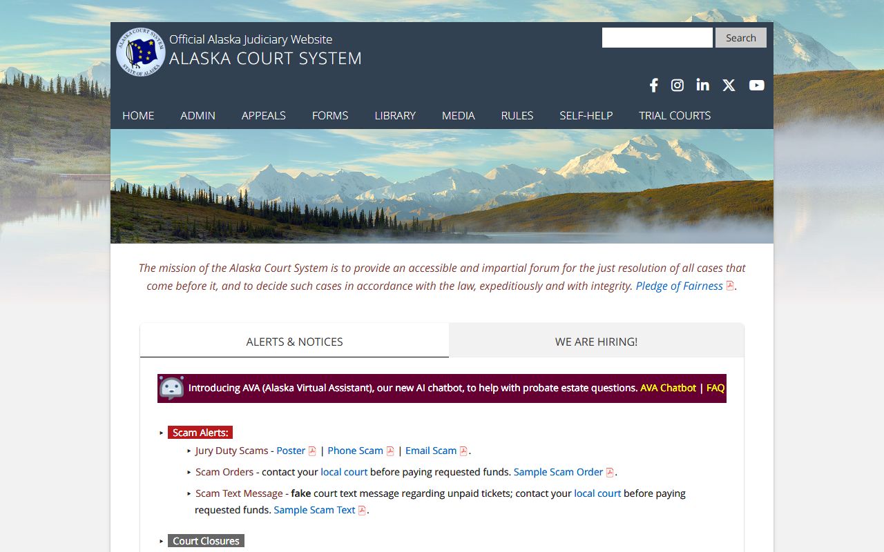 Alaska Traffic Court Records on the Alaska Court System homepage